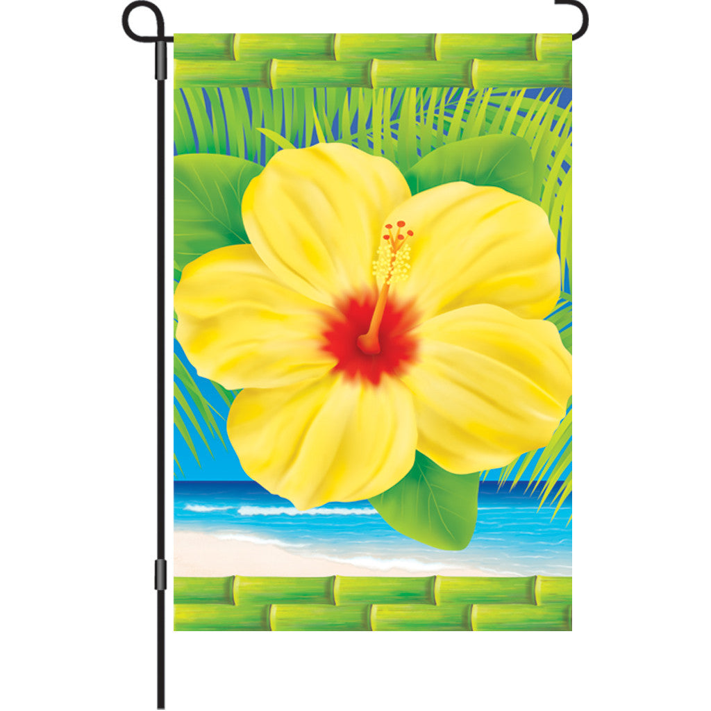 12 in. Hawaiian Beach Garden Flag  - Tropical Hibiscus