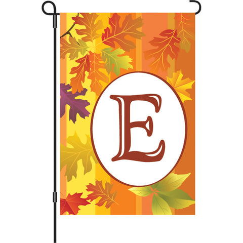12 in. Monogrammed Garden Flag - Fall Monogram - Letter E