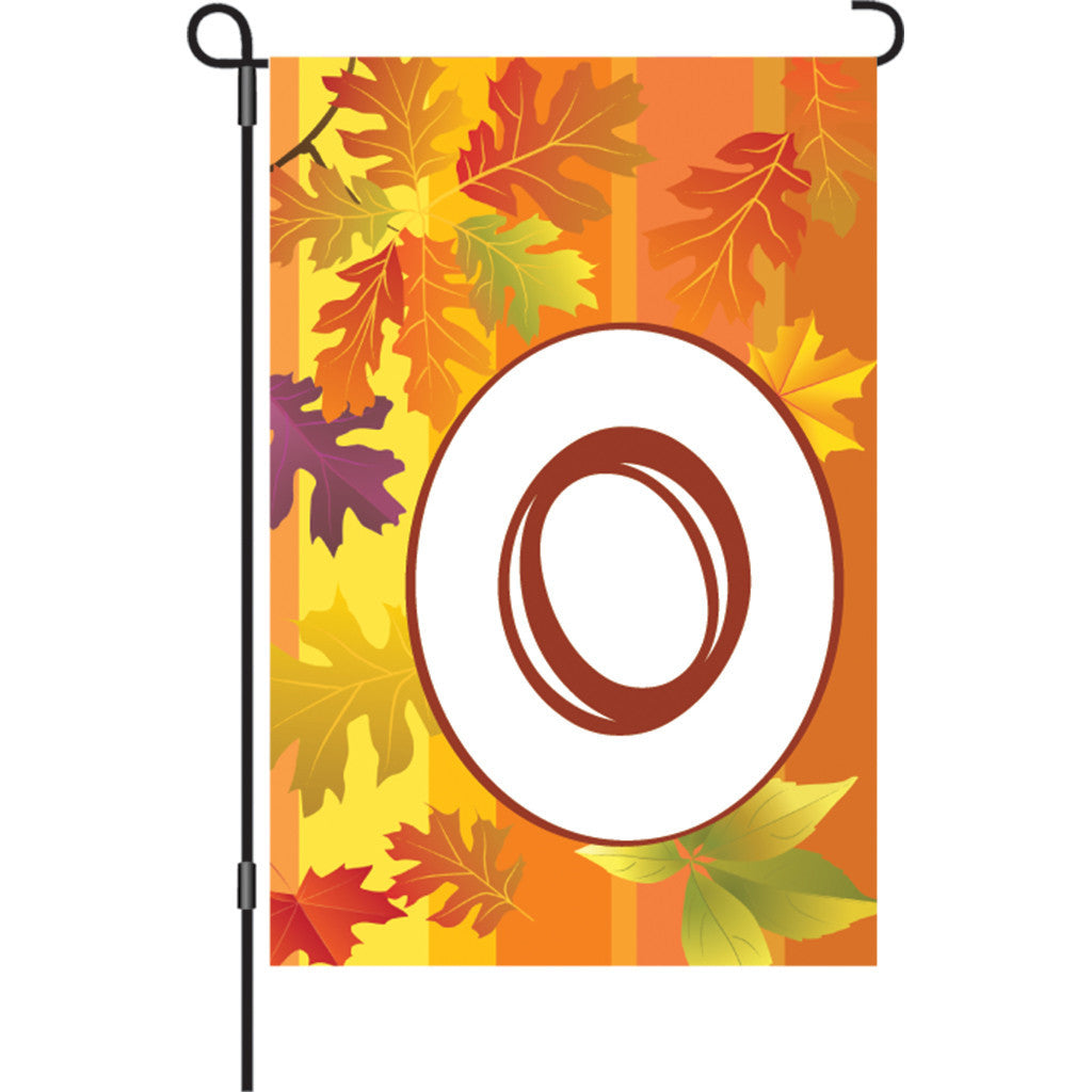 12 in. Monogrammed Garden Flag - Fall Monogram - Letter O