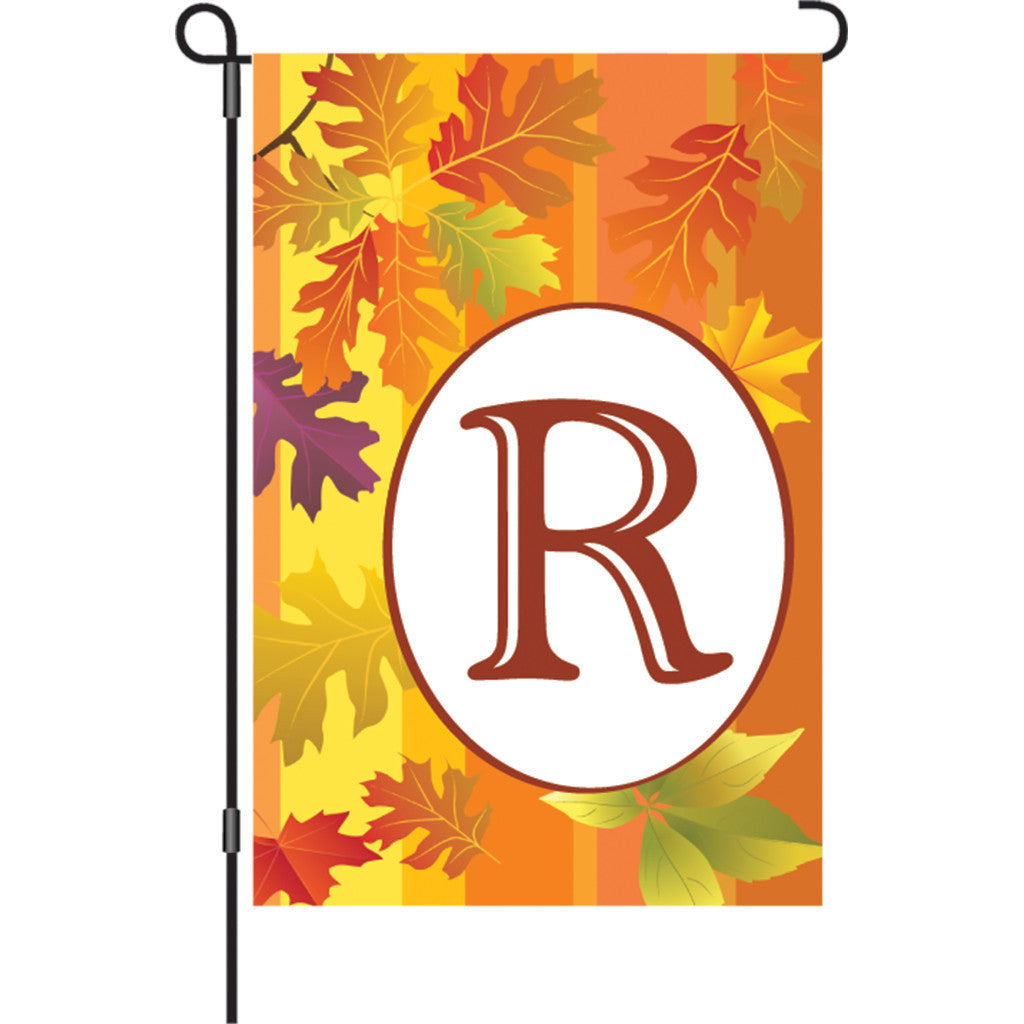 12 in. Monogrammed Garden Flag - Fall Monogram - Letter R