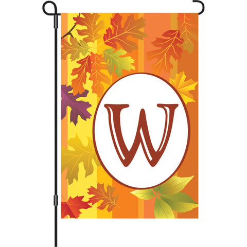 12 in. Monogrammed Garden Flag - Fall Monogram - Letter W