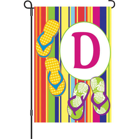 12 in. Monogrammed Garden Flag - Summer Monogram - Letter D