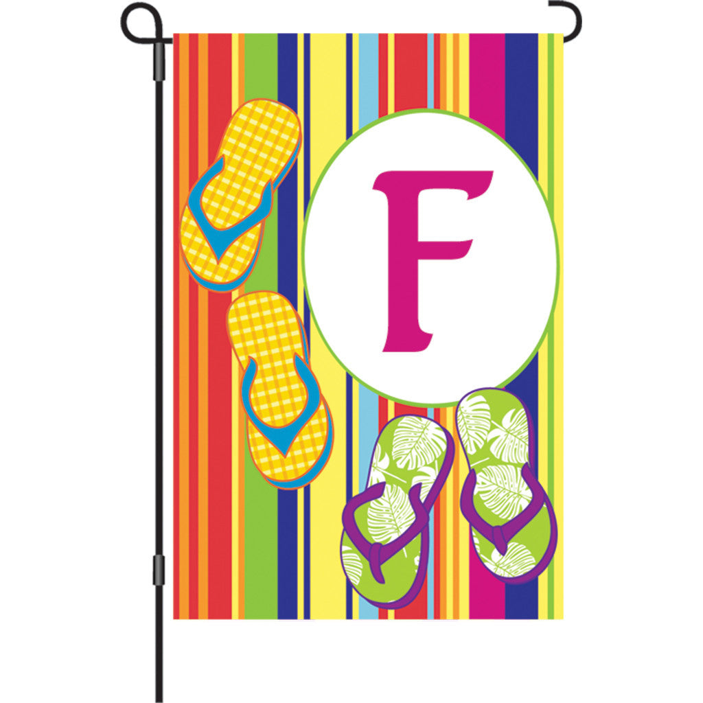 12 in. Monogrammed Garden Flag - Summer Monogram - Letter F