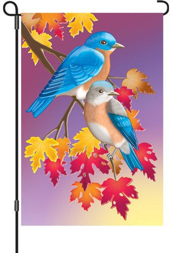 12 in. Autumn Bluebirds Garden Flag - Prelude in Blue
