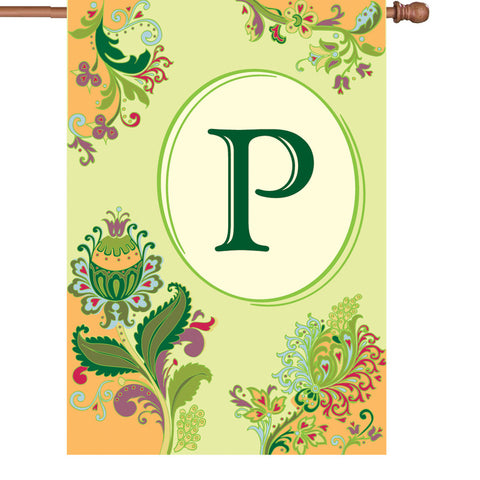 28 in. Monogrammed House Flag - Spring Monogram - Later P