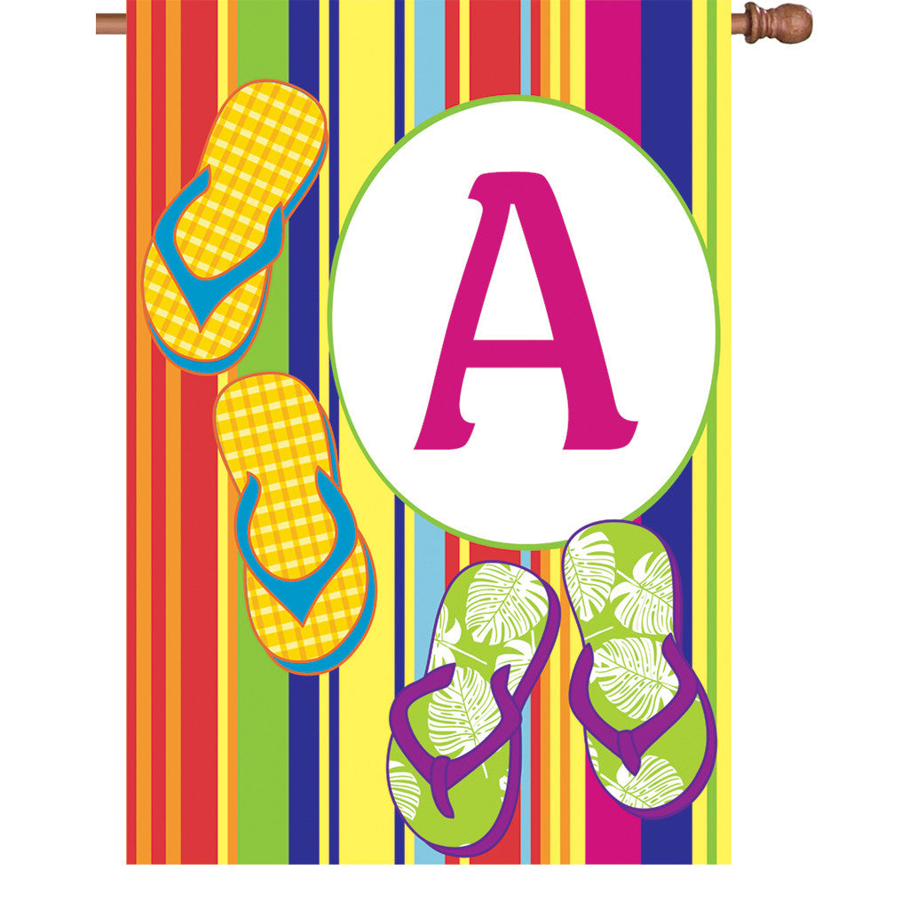 28 in. Monogrammed House Flag - Summer Monogram - Letter A