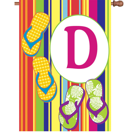 28 in. Monogrammed House Flag - Summer Monogram - Letter D