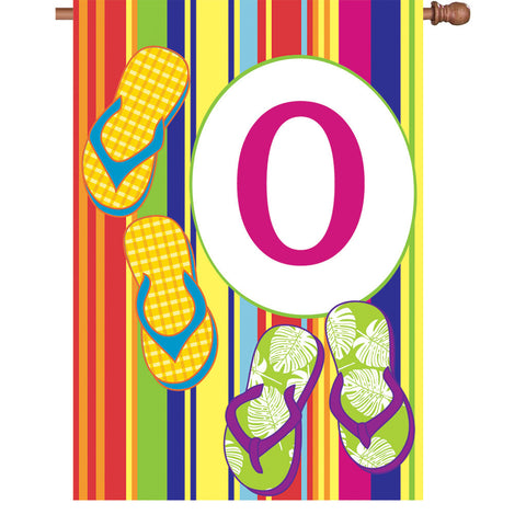 28 in. Monogrammed House Flag - Summer Monogram - Letter O