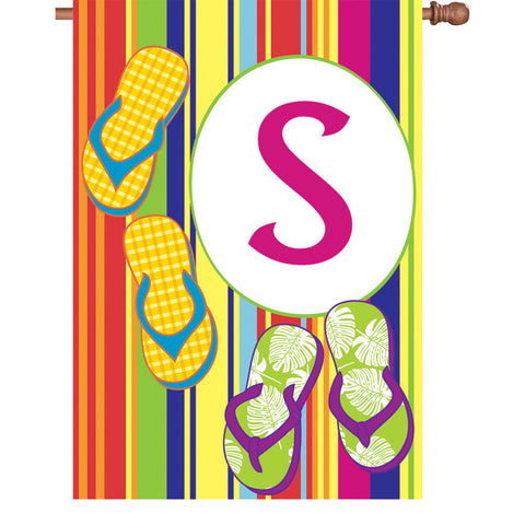 28 in. Monogrammed House Flag - Summer Monogram - Letter S