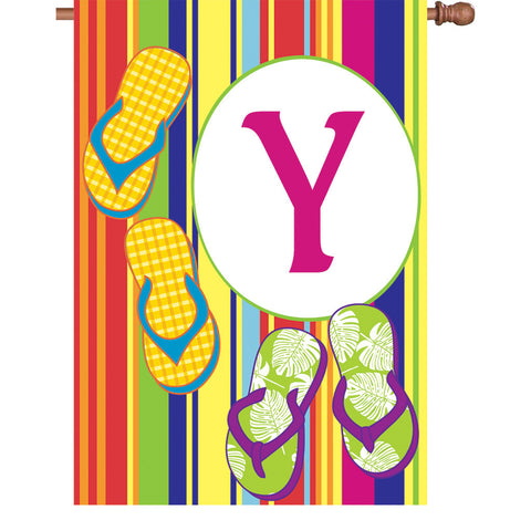 28 in. Monogrammed House Flag - Summer Monogram - Letter Y