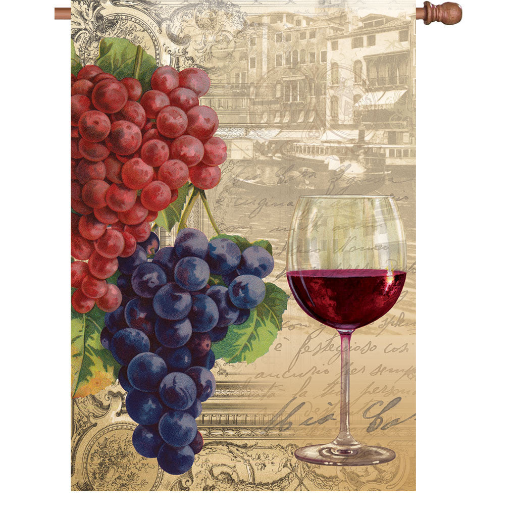 28 in. Vineyard House Flag - Vintage Wine