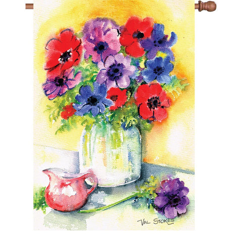 28 in. Springtime Floral House Flag - Fond Rememberance