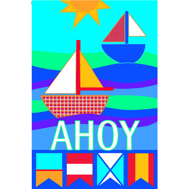 12 in. Patchwork Sailboat Garden Flag - Ahoy