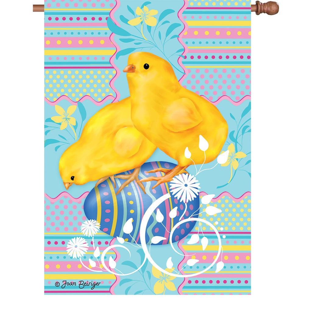 28 in. Easter House Flag - Easter Chicks