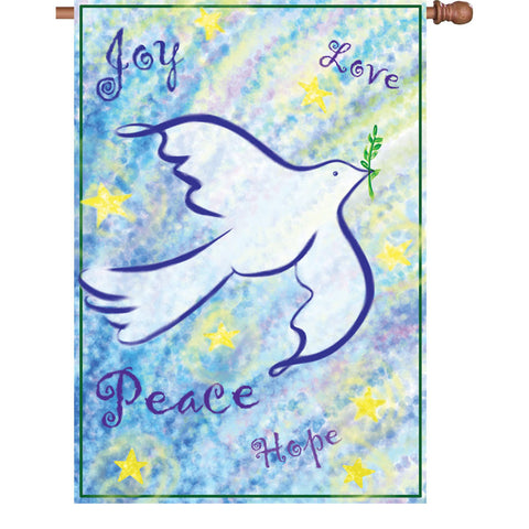 28 in. Christmas House Flag - Peace & Joy