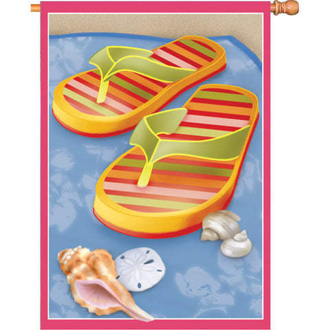 28 in. Coastal Beach House Flag - Flip Flop Fandango