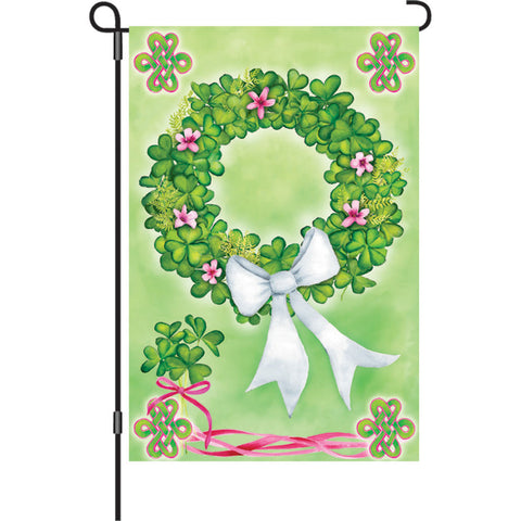 12 in. St. Patty's Day Garden Flag - Shamrock Wreath