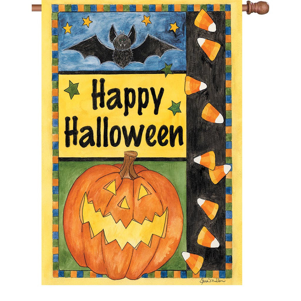 28 in. Halloween House Flag - Happy Halloween Smiles