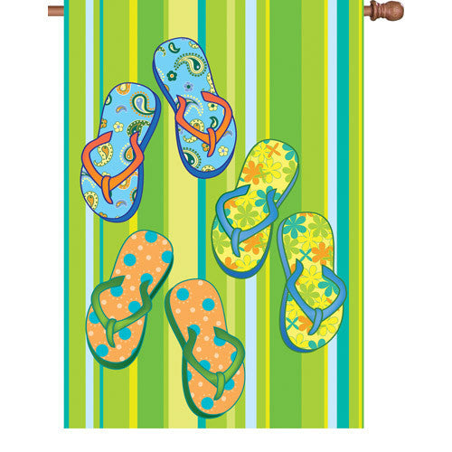 28 in. Coastal Beach House Flag - Summer Flip Flops