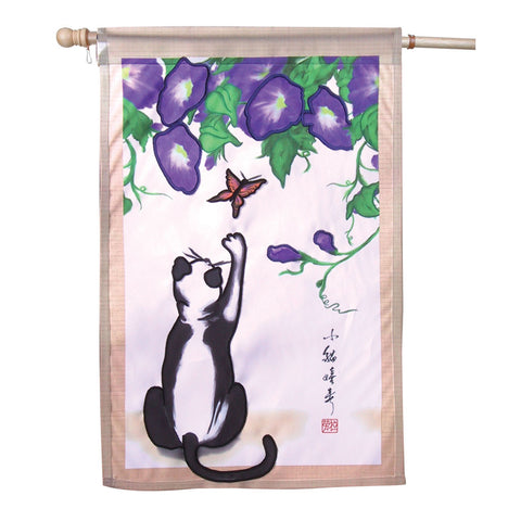 28 in. Asian Cat House Flag - Temptation